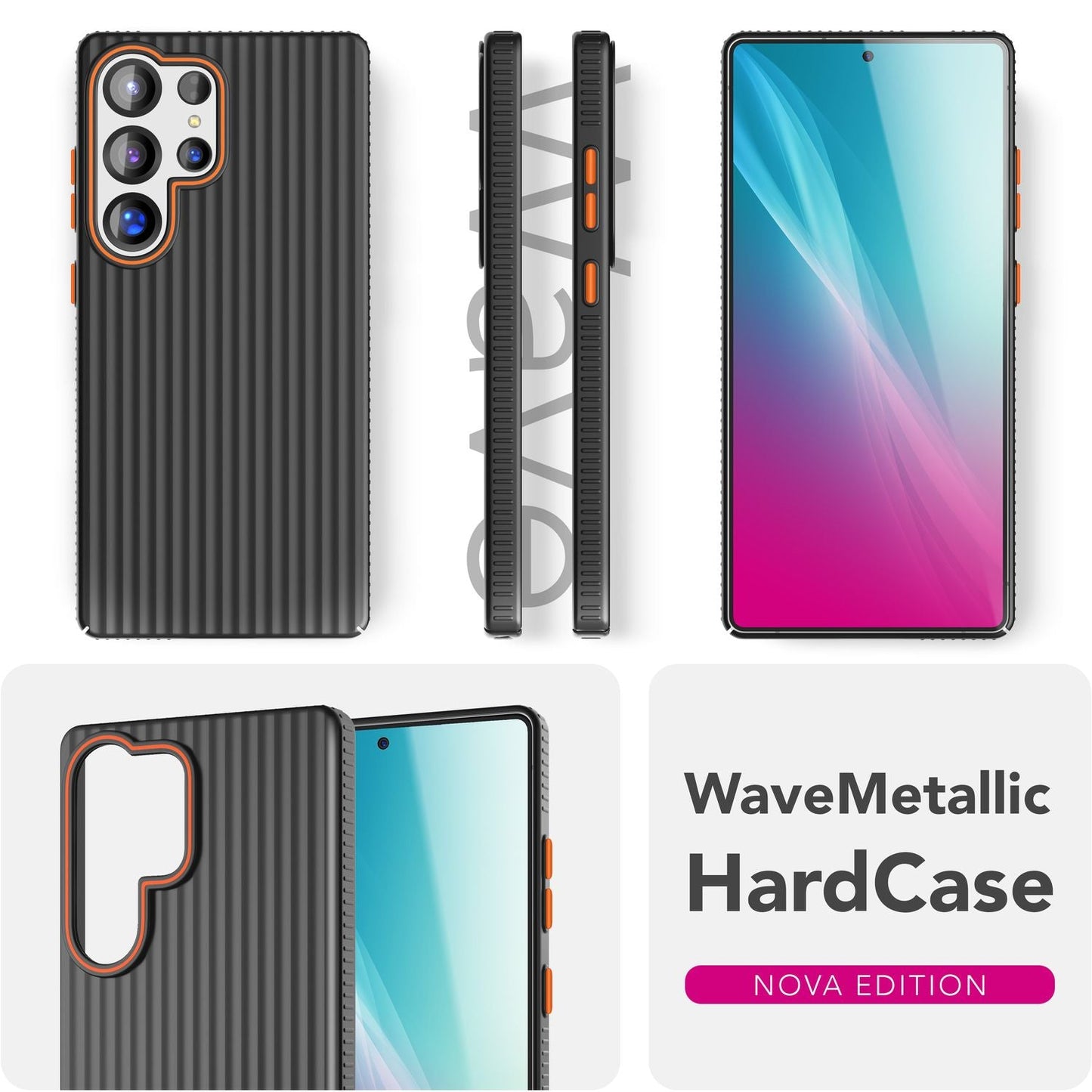 NALIA Nova für Samsung Galaxy S25 Ultra Hülle, Dünnes Hardcover in Metall Optik, mit Wellenstruktur Rillen Design, Rutschfeste Anti-Fingerabdruck Schutzhülle