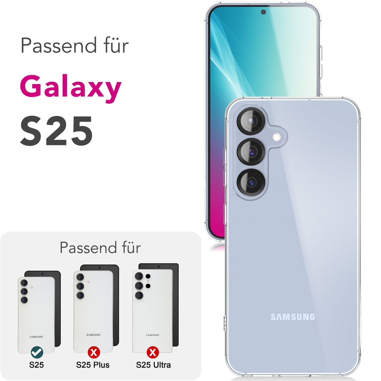 NALIA Blyss für Samsung Galaxy S25 Hülle, Kristall-Klare Schutzhülle mit kratzfester harter Rückseite und Anti-Schock Silikon-Rahmen, Transparente Handyhülle mit Anti-Gelb Effekt