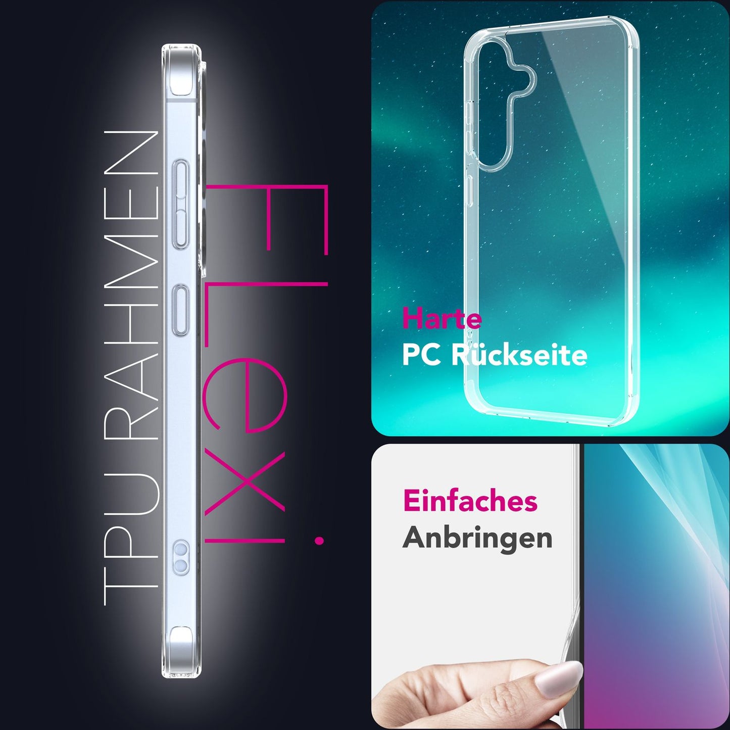 NALIA Blyss für Samsung Galaxy S25 Plus Hülle, Ultra Transparente Handyhülle, Klare Kratzfeste Harte Rückseite und Anti-Schock Silikon-Rahmen, Klarsichthülle mit Anti-Gelb Effekt