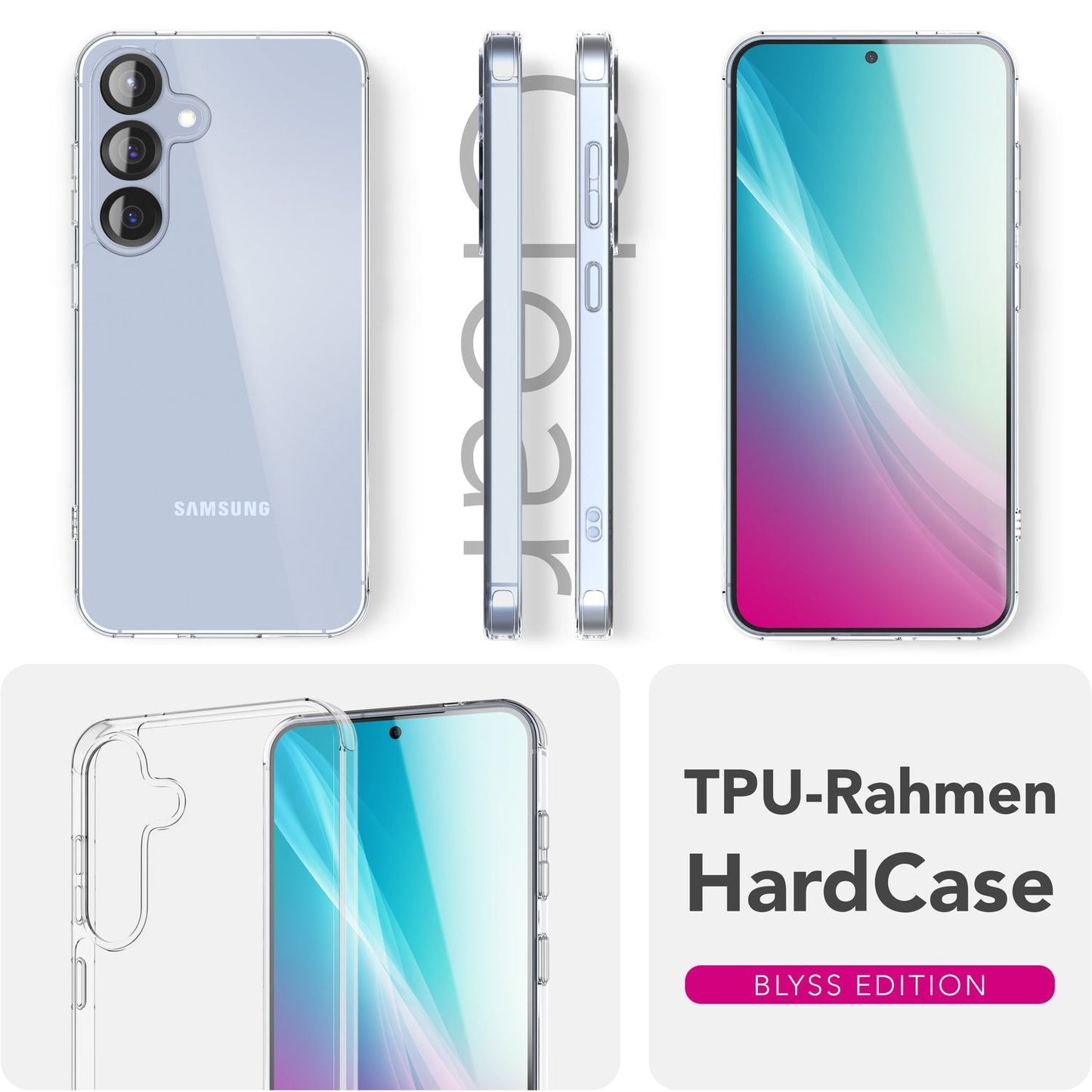 NALIA Blyss für Samsung Galaxy S25 Plus Hülle, Ultra Transparente Handyhülle, Klare Kratzfeste Harte Rückseite und Anti-Schock Silikon-Rahmen, Klarsichthülle mit Anti-Gelb Effekt