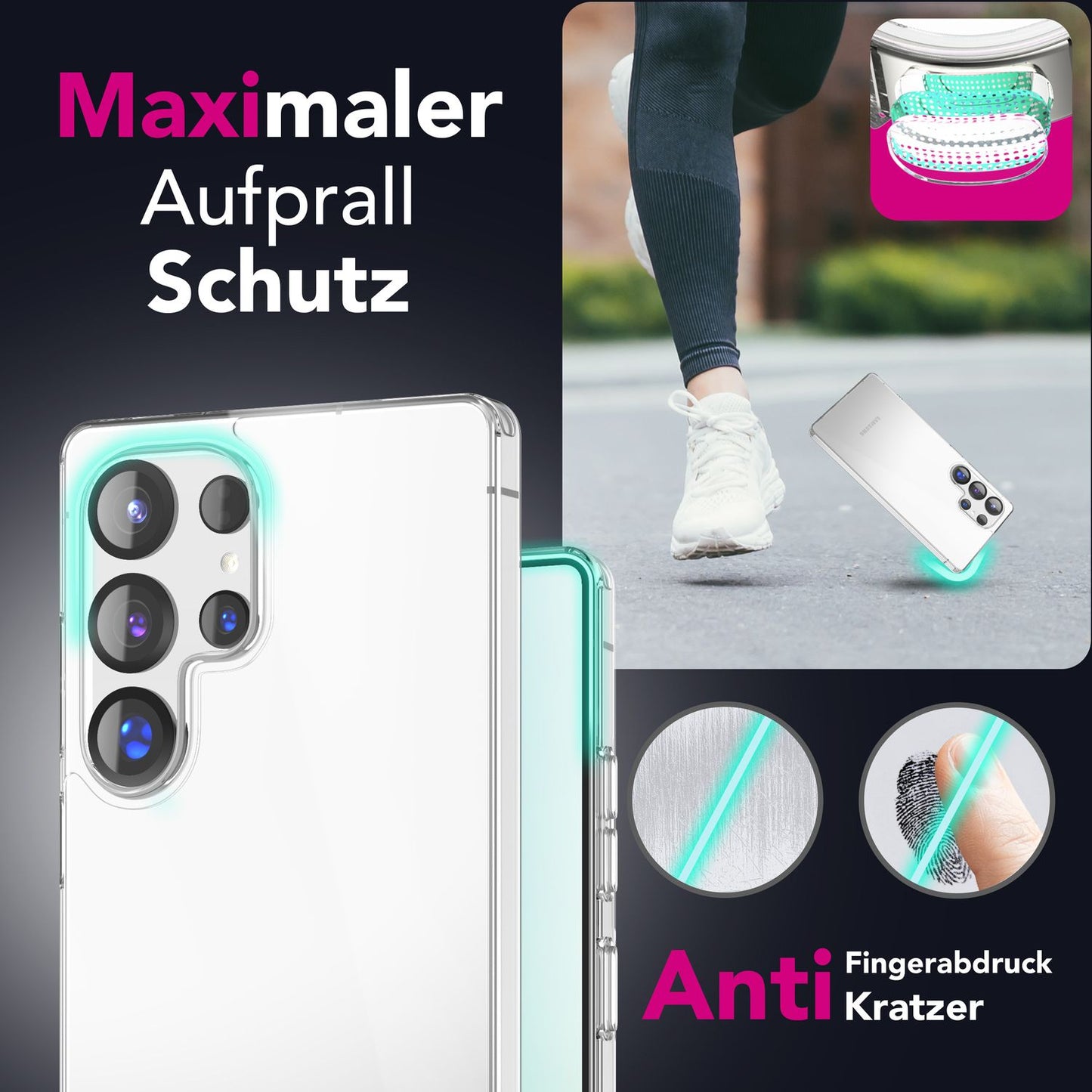 NALIA Blyss für Samsung Galaxy S25 Ultra Hülle, Hochtransparente Kratzfeste Handyhülle, Harte Robuste Rückseite und Anti-Schock Silikon-Rahmen, Klare Schutzhülle, Anti-Gelb Effekt