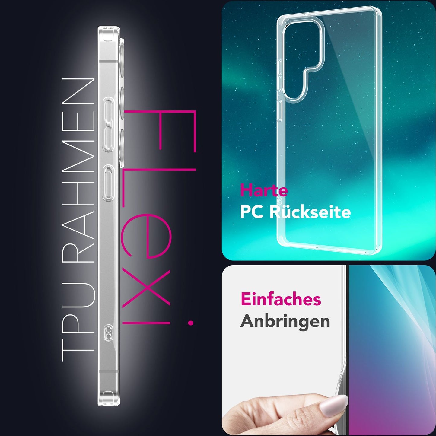 NALIA Blyss für Samsung Galaxy S25 Ultra Hülle, Hochtransparente Kratzfeste Handyhülle, Harte Robuste Rückseite und Anti-Schock Silikon-Rahmen, Klare Schutzhülle, Anti-Gelb Effekt