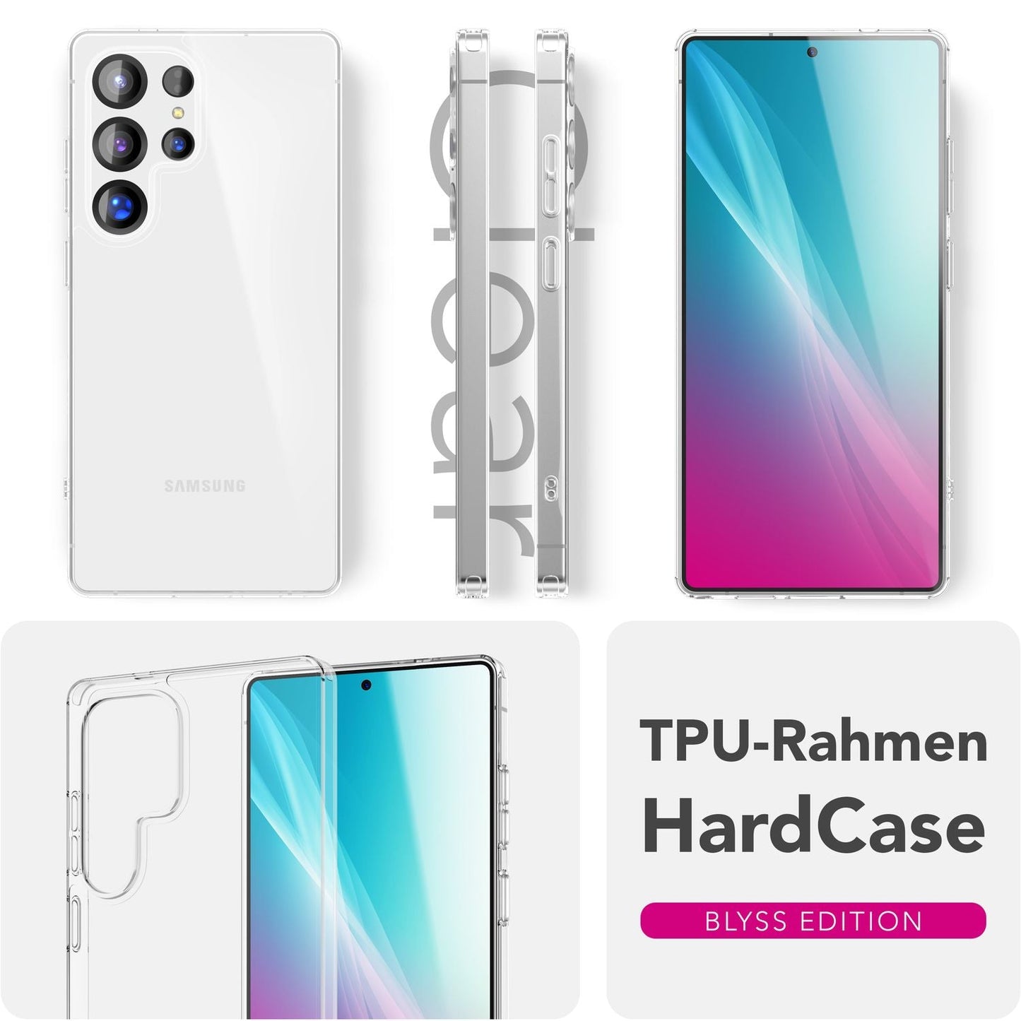 NALIA Blyss für Samsung Galaxy S25 Ultra Hülle, Hochtransparente Kratzfeste Handyhülle, Harte Robuste Rückseite und Anti-Schock Silikon-Rahmen, Klare Schutzhülle, Anti-Gelb Effekt