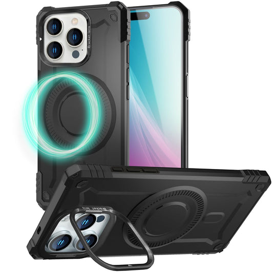 NALIA Granite für iPhone 16 Pro Max Hülle [für MagSafe], Ultra Robuster Panzerschutz, Starker Magnetring, Stoßfest & Bruchsicher, Kamera-Ständer, Armor Case