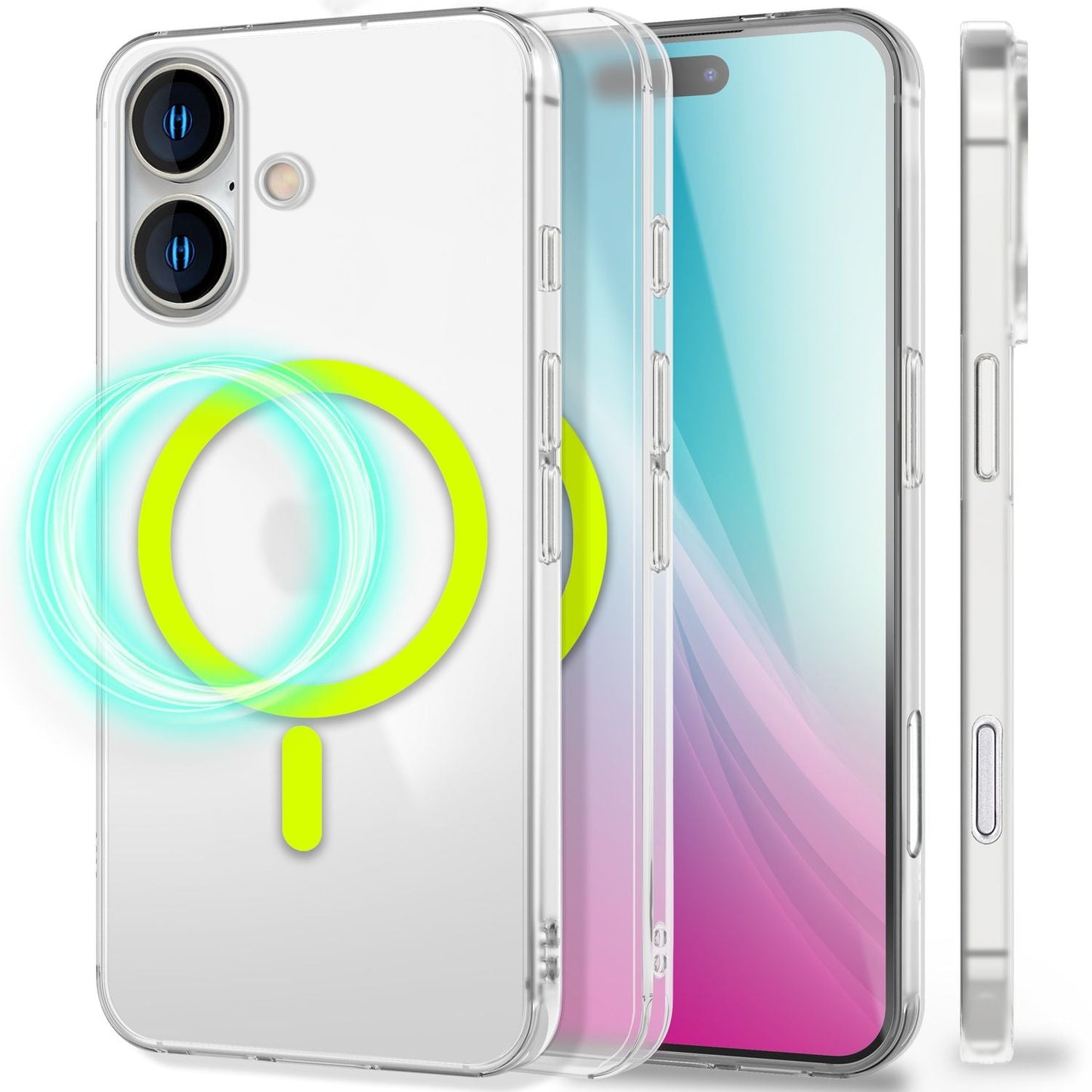 NALIA Thinix für iPhone 16 Hülle [für MagSafe], mit Glow Magnetring, Leuchtet im Dunkeln, 0,3mm Dünn, Ultraleicht & Mattiert, Milchig Transparent, Ultradünne Handyhülle