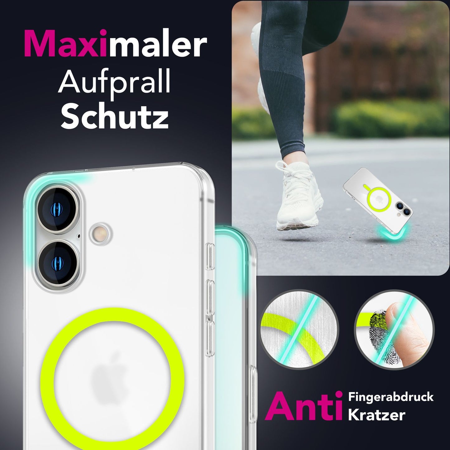 NALIA Thinix für iPhone 16 Hülle [für MagSafe], mit Glow Magnetring, Leuchtet im Dunkeln, 0,3mm Dünn, Ultraleicht & Mattiert, Milchig Transparent, Ultradünne Handyhülle