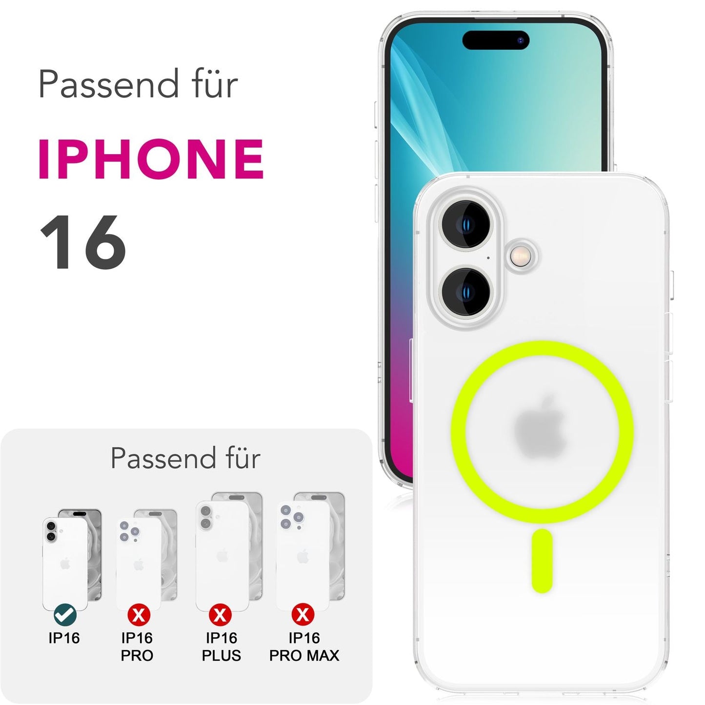 NALIA Thinix für iPhone 16 Hülle [für MagSafe], mit Glow Magnetring, Leuchtet im Dunkeln, 0,3mm Dünn, Ultraleicht & Mattiert, Milchig Transparent, Ultradünne Handyhülle