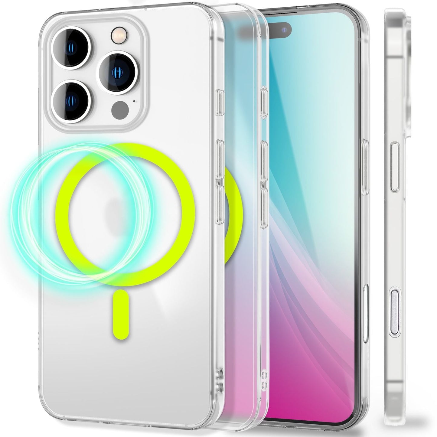 NALIA Thinix für iPhone 16 Pro Max Hülle [für MagSafe], Glow in the Dark Magnetring, Leuchtend, Ultraleicht 0,3mm Dünn, Halbtransparent Milchig, Mattes Frosted Design, Rutschfest