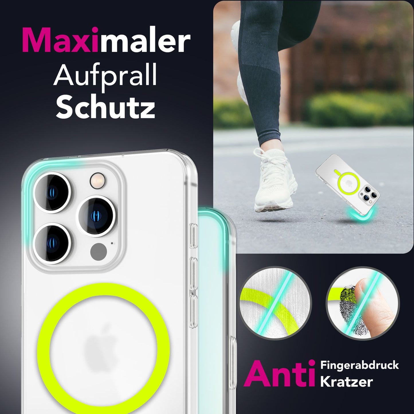 NALIA Thinix für iPhone 16 Pro Max Hülle [für MagSafe], Glow in the Dark Magnetring, Leuchtend, Ultraleicht 0,3mm Dünn, Halbtransparent Milchig, Mattes Frosted Design, Rutschfest