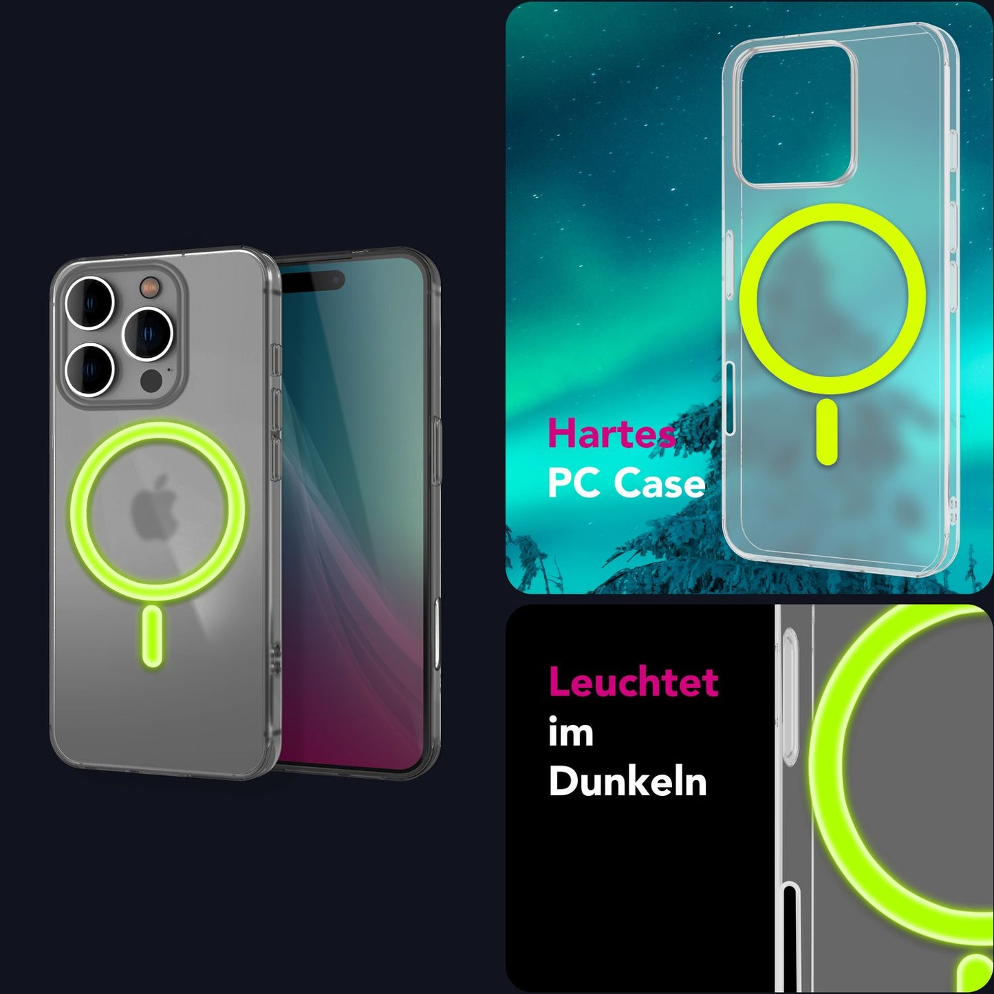 NALIA Thinix für iPhone 16 Pro Max Hülle [für MagSafe], Glow in the Dark Magnetring, Leuchtend, Ultraleicht 0,3mm Dünn, Halbtransparent Milchig, Mattes Frosted Design, Rutschfest