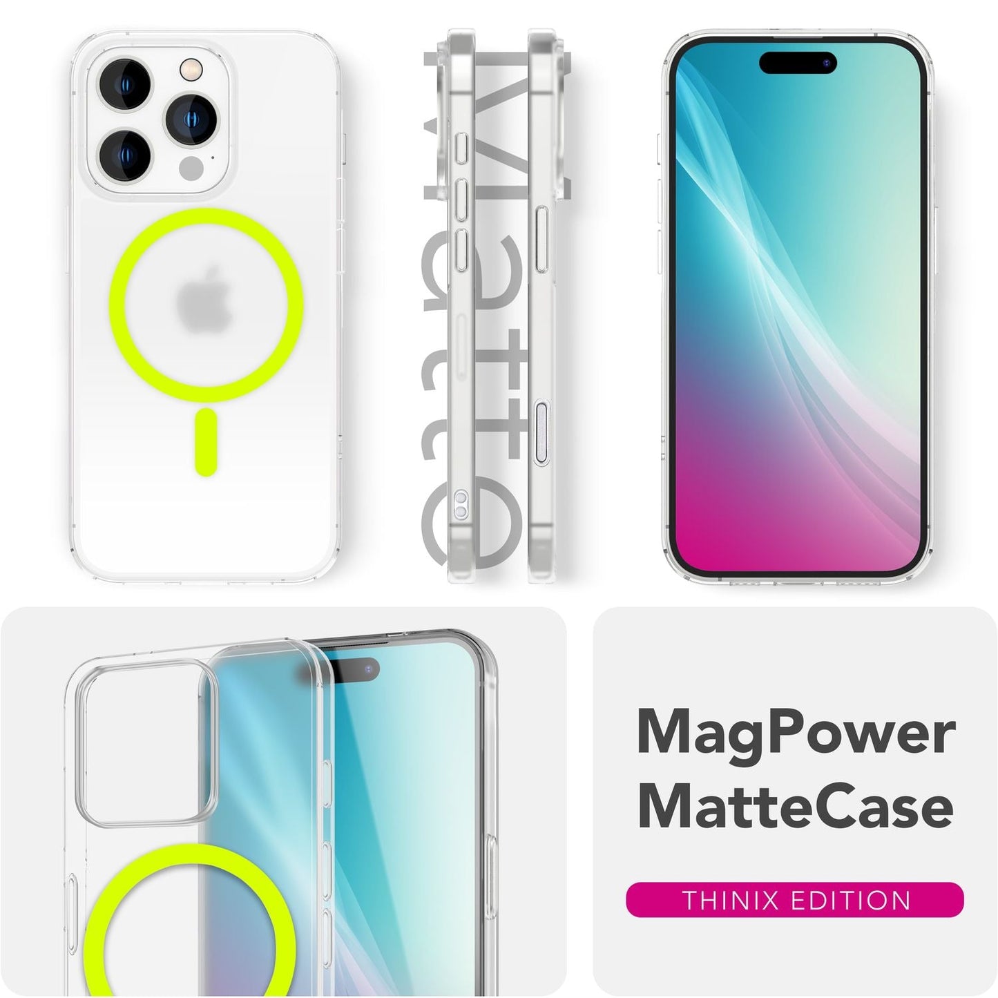 NALIA Thinix für iPhone 16 Pro Max Hülle [für MagSafe], Glow in the Dark Magnetring, Leuchtend, Ultraleicht 0,3mm Dünn, Halbtransparent Milchig, Mattes Frosted Design, Rutschfest