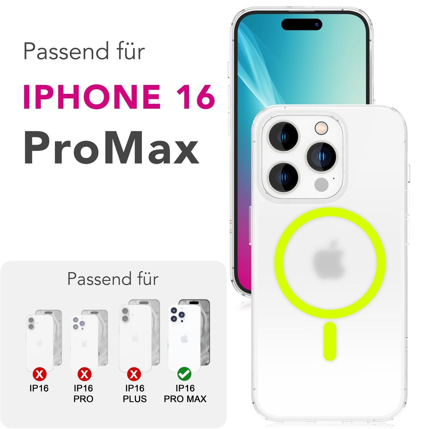 NALIA Thinix für iPhone 16 Pro Max Hülle [für MagSafe], Glow in the Dark Magnetring, Leuchtend, Ultraleicht 0,3mm Dünn, Halbtransparent Milchig, Mattes Frosted Design, Rutschfest