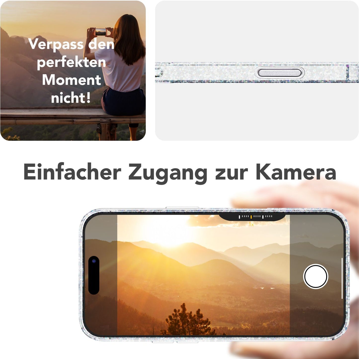 NALIA Starlite für iPhone 16 Pro Hülle [für MagSafe], Transparentes Glitzer Case, Integrierter Magnetring, Funkelndes Design, Stabile Rückseite & TPU-Rahmen, Klare Glitzerhülle