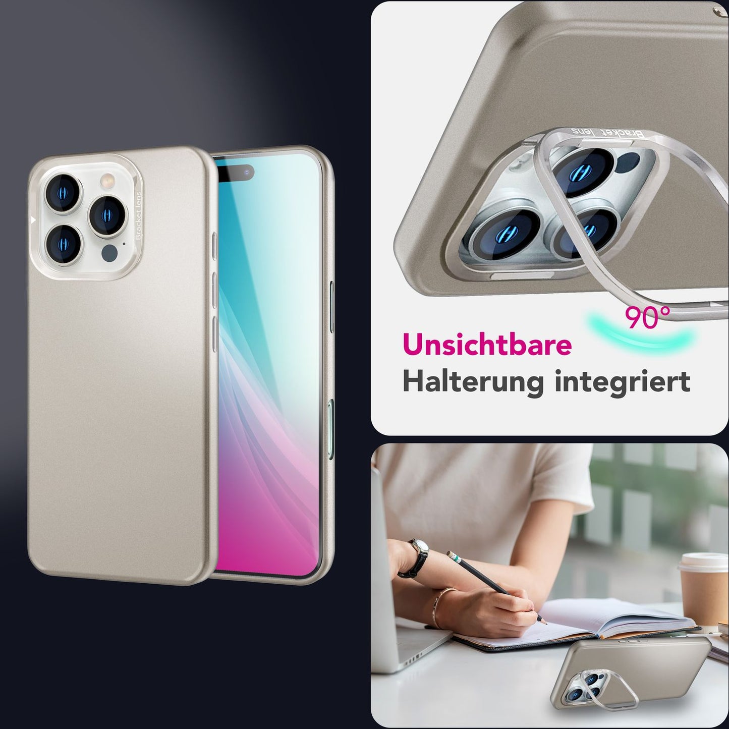NALIA Overland für iPhone 16 Pro Hülle [für MagSafe], Ultra-Dünnes Hardcase, Unsichtbarer Magnetring, Kamera-Ständer, Mattes Finish, Leicht & Schlank, Schutzhülle