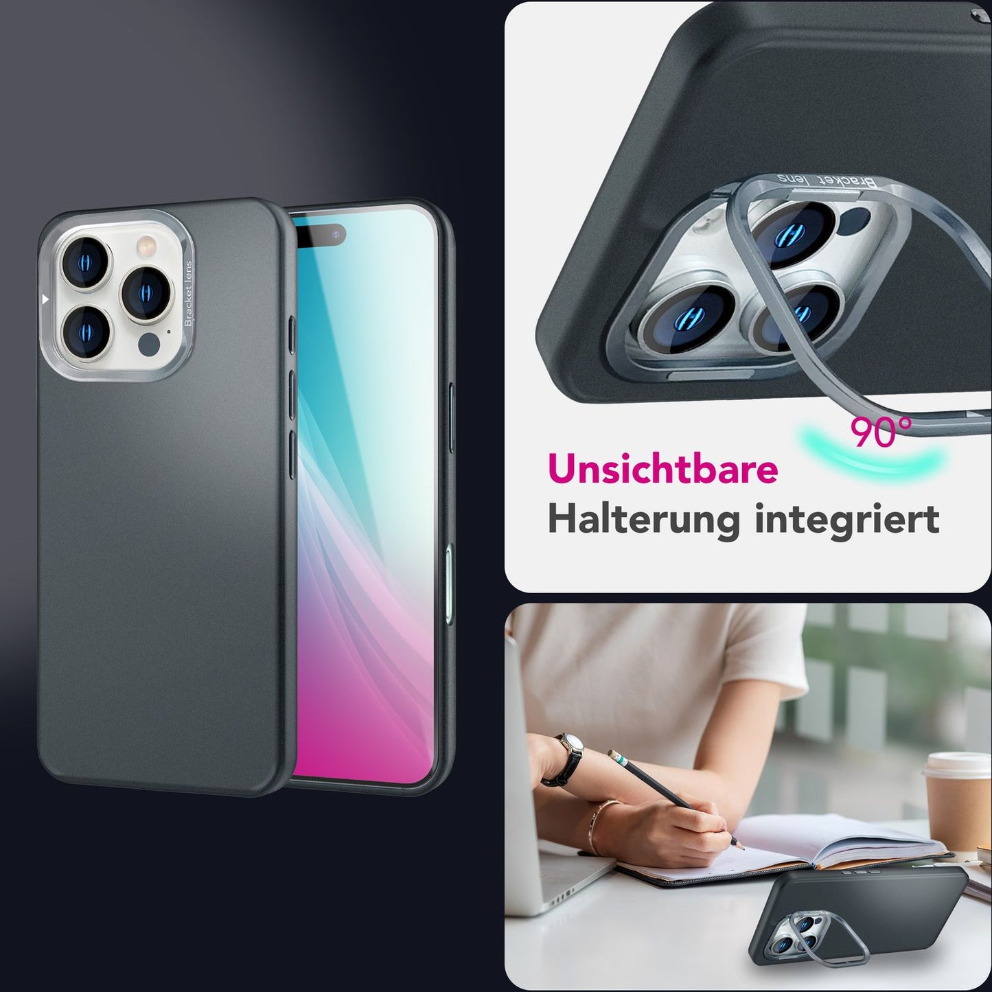 NALIA Overland für iPhone 16 Pro Hülle [für MagSafe], Ultra-Dünnes Hardcase, Unsichtbarer Magnetring, Kamera-Ständer, Mattes Finish, Leicht & Schlank, Schutzhülle