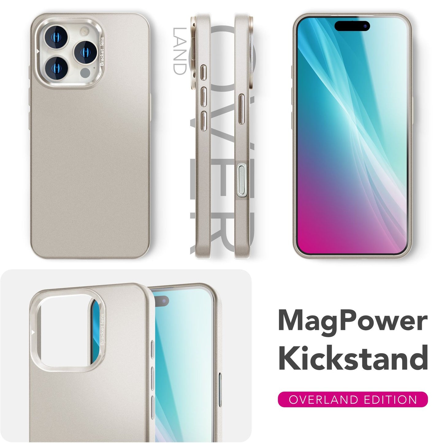 NALIA Overland für iPhone 16 Pro Hülle [für MagSafe], Ultra-Dünnes Hardcase, Unsichtbarer Magnetring, Kamera-Ständer, Mattes Finish, Leicht & Schlank, Schutzhülle