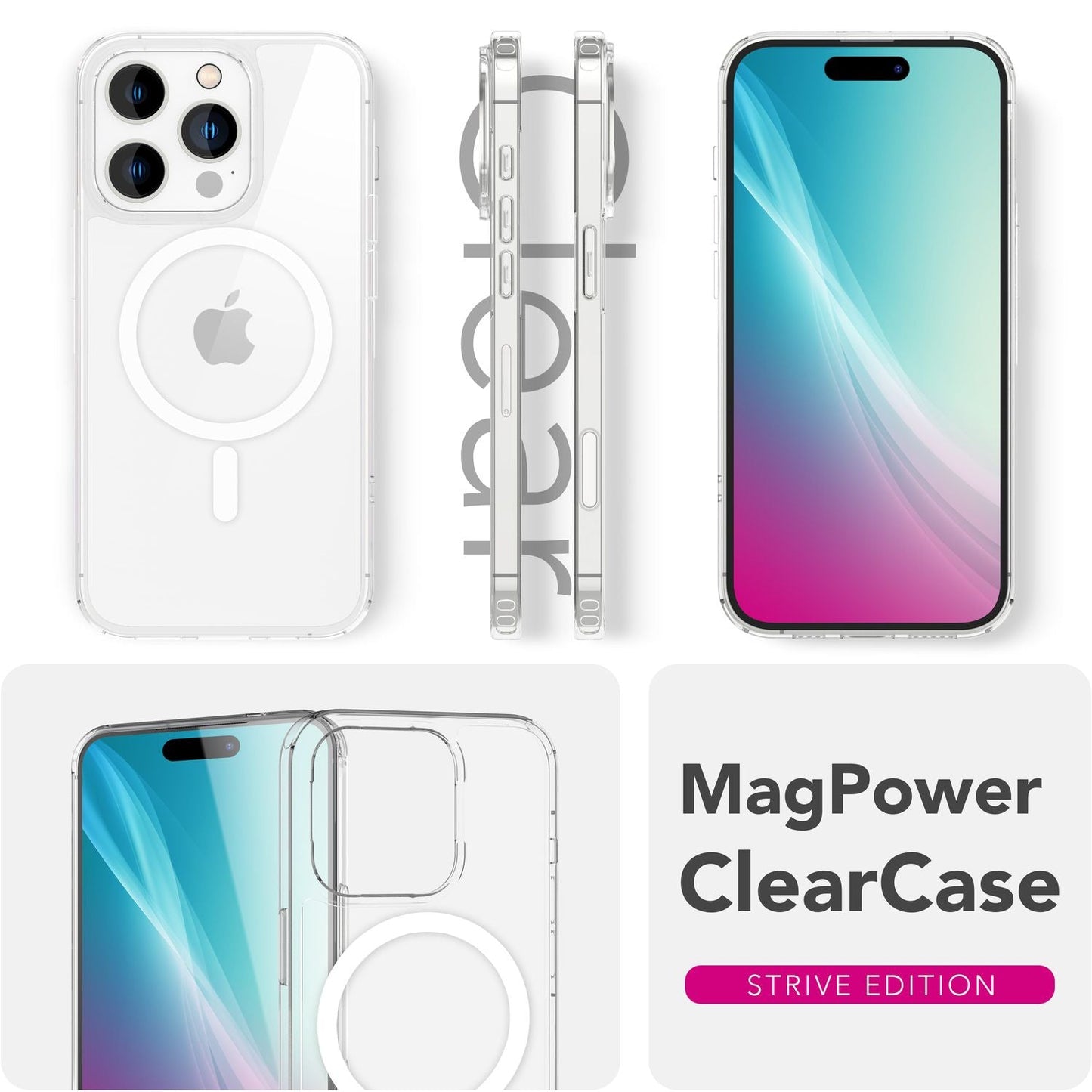 Etui NALIA Strive Crystal Clear do iPhone'a 16 Pro MagSafe – idealne dopasowanie, pierścień magnetyczny, odporne na wstrząsy