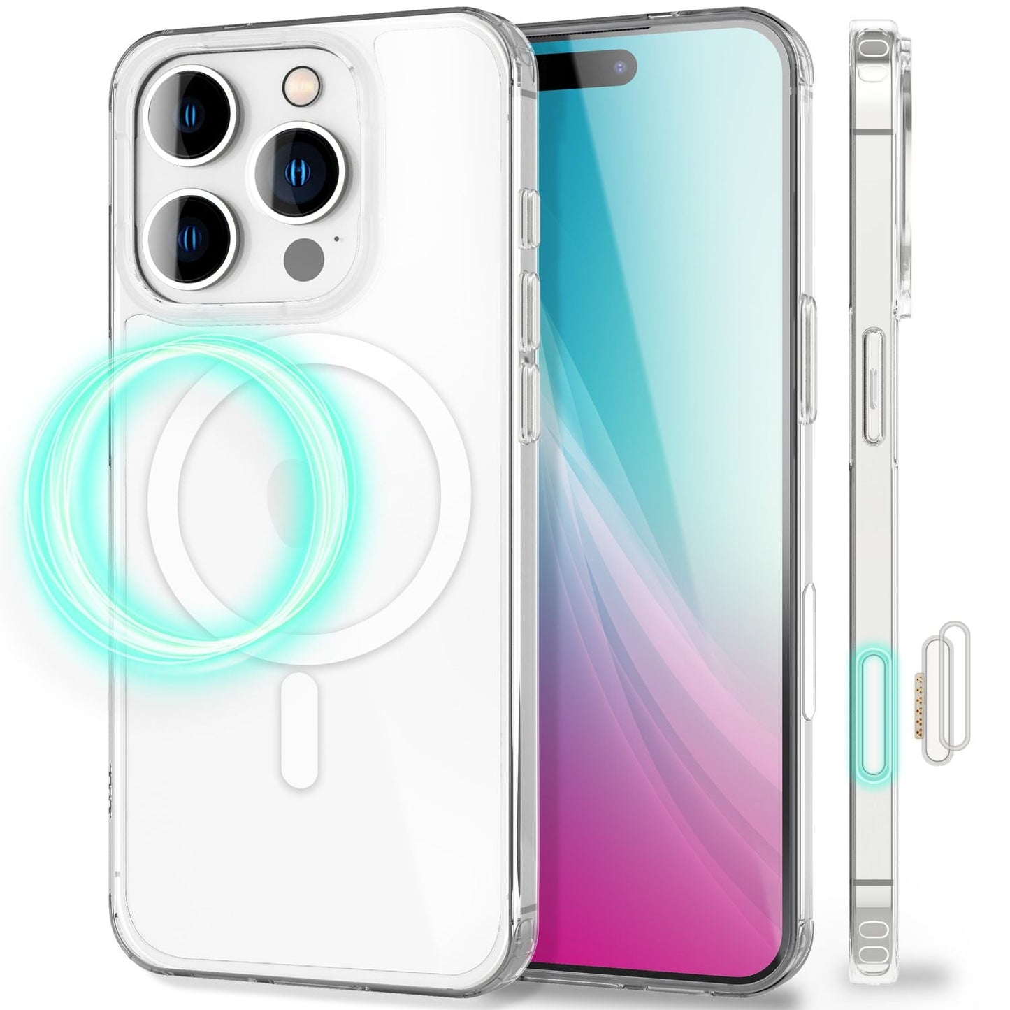 NALIA Strive für iPhone 16 Pro Max Hülle [für MagSafe], Sensor-Abdeckung für Action Button, Magnetring, Hochtransparentes Klares Design, Stoßfest & Kratzfest, Robust & Rutschfest