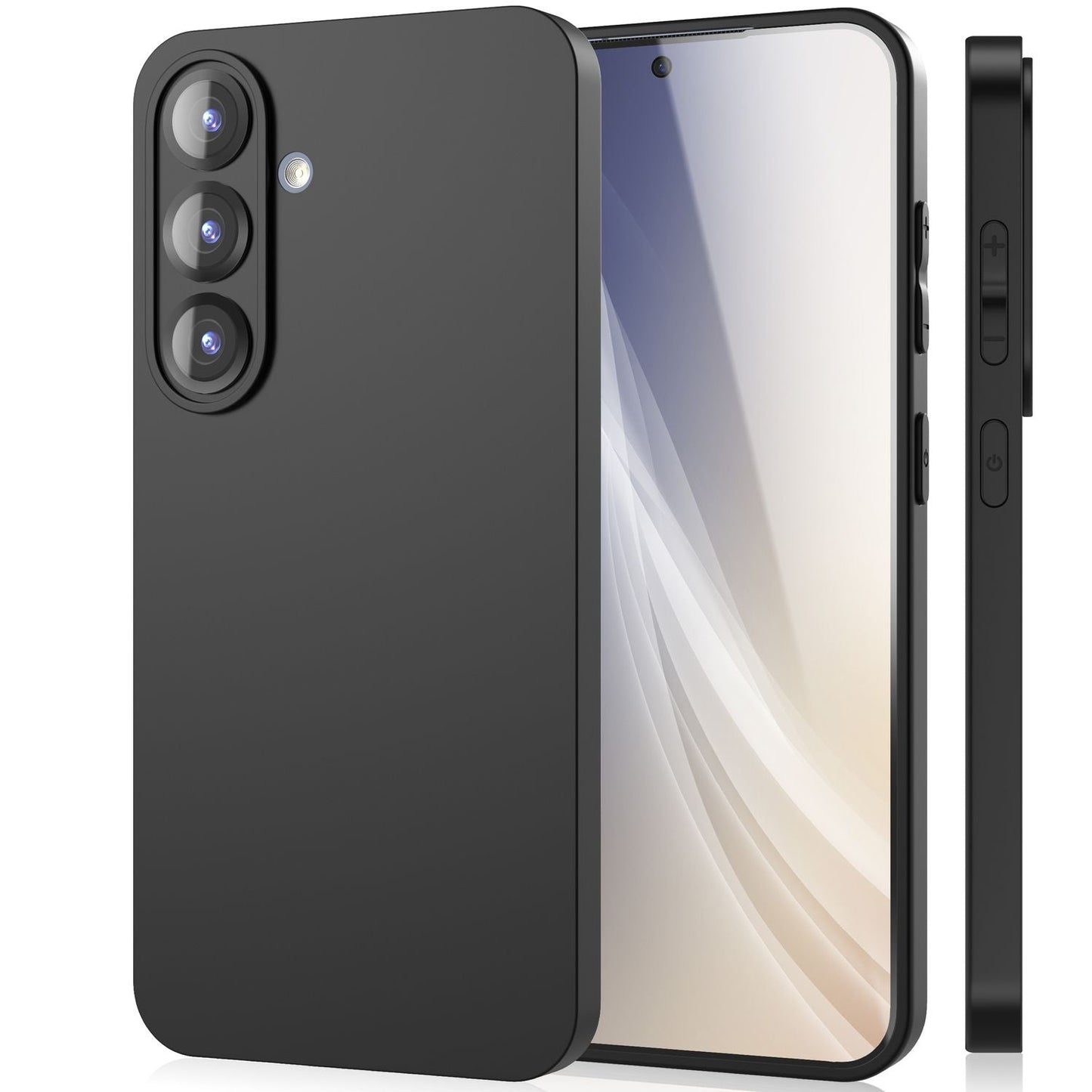 NALIA Strider für Samsung Galaxy S25 Plus Hülle, Schwarze Silikonhülle, Dünne Mattierte Handyhülle mit erhöhtem Kameraschutz und Tastenschutz, Flexible Robuste Schutzhülle