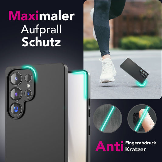 NALIA Strider für Samsung Galaxy S25 Ultra Hülle, Schwarze Silikonhülle, Schlanke Mattierte Handyhülle mit erhöhtem Kameraschutz und Tastenschutz, Flexible Griffige Schutzhülle