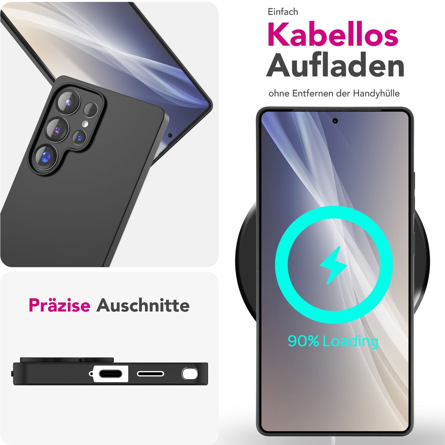 NALIA Strider für Samsung Galaxy S25 Ultra Hülle, Schwarze Silikonhülle, Schlanke Mattierte Handyhülle mit erhöhtem Kameraschutz und Tastenschutz, Flexible Griffige Schutzhülle