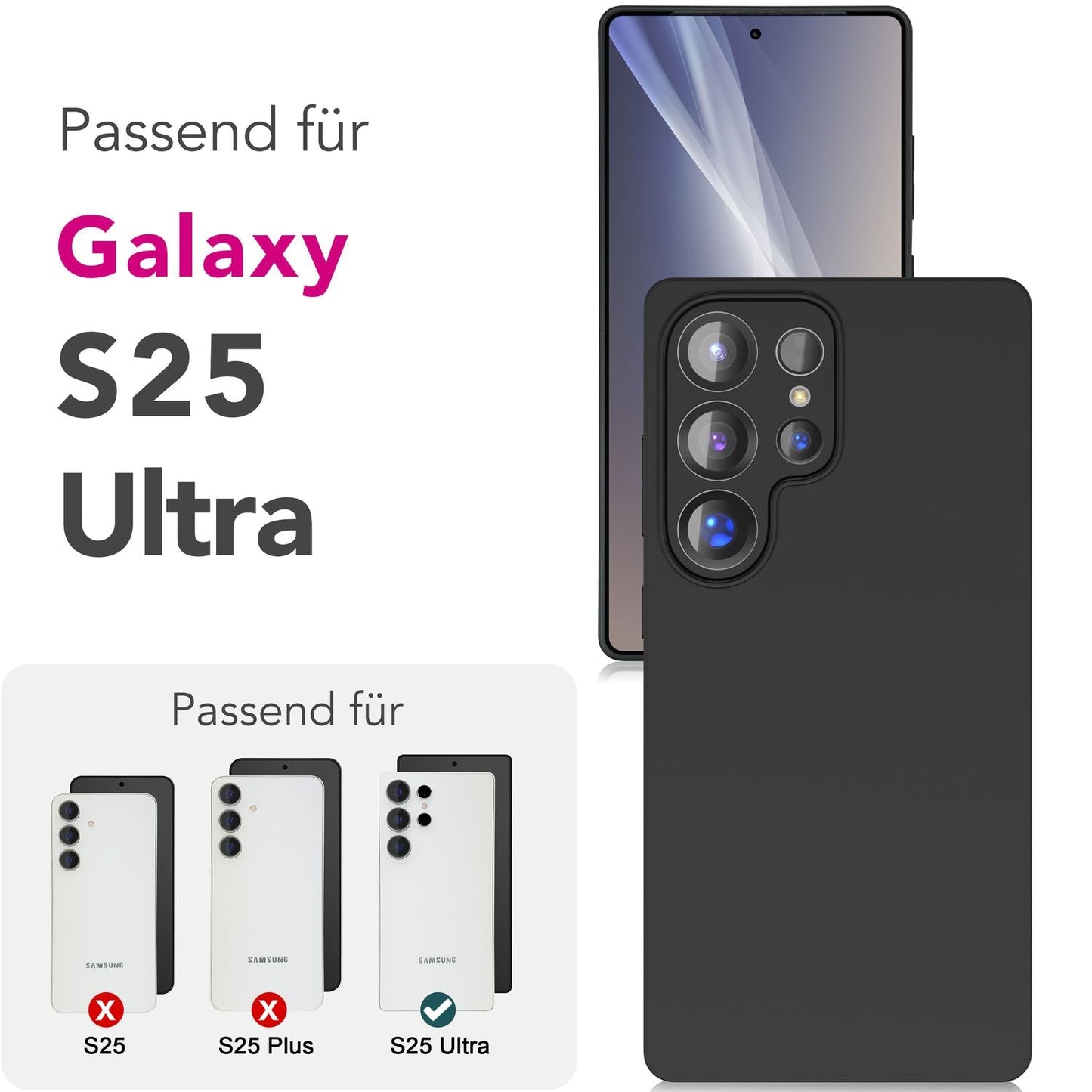 NALIA Strider für Samsung Galaxy S25 Ultra Hülle, Schwarze Silikonhülle, Schlanke Mattierte Handyhülle mit erhöhtem Kameraschutz und Tastenschutz, Flexible Griffige Schutzhülle