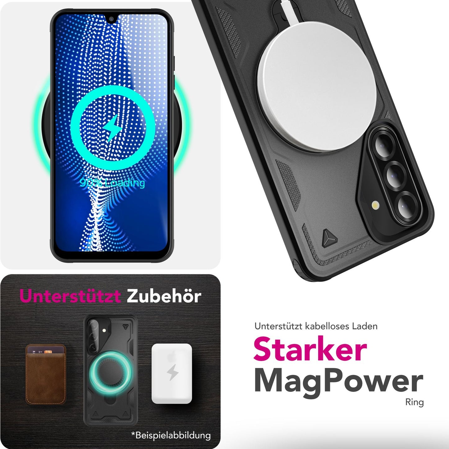 NALIA Stormguard Hülle für Samsung Galaxy A26 – für MagSafe, Stoßfeste Panzer Schutzhülle mit 360° Dreh Ring, Outdoor Kickstand Case mit Fallschutz, Military Cover