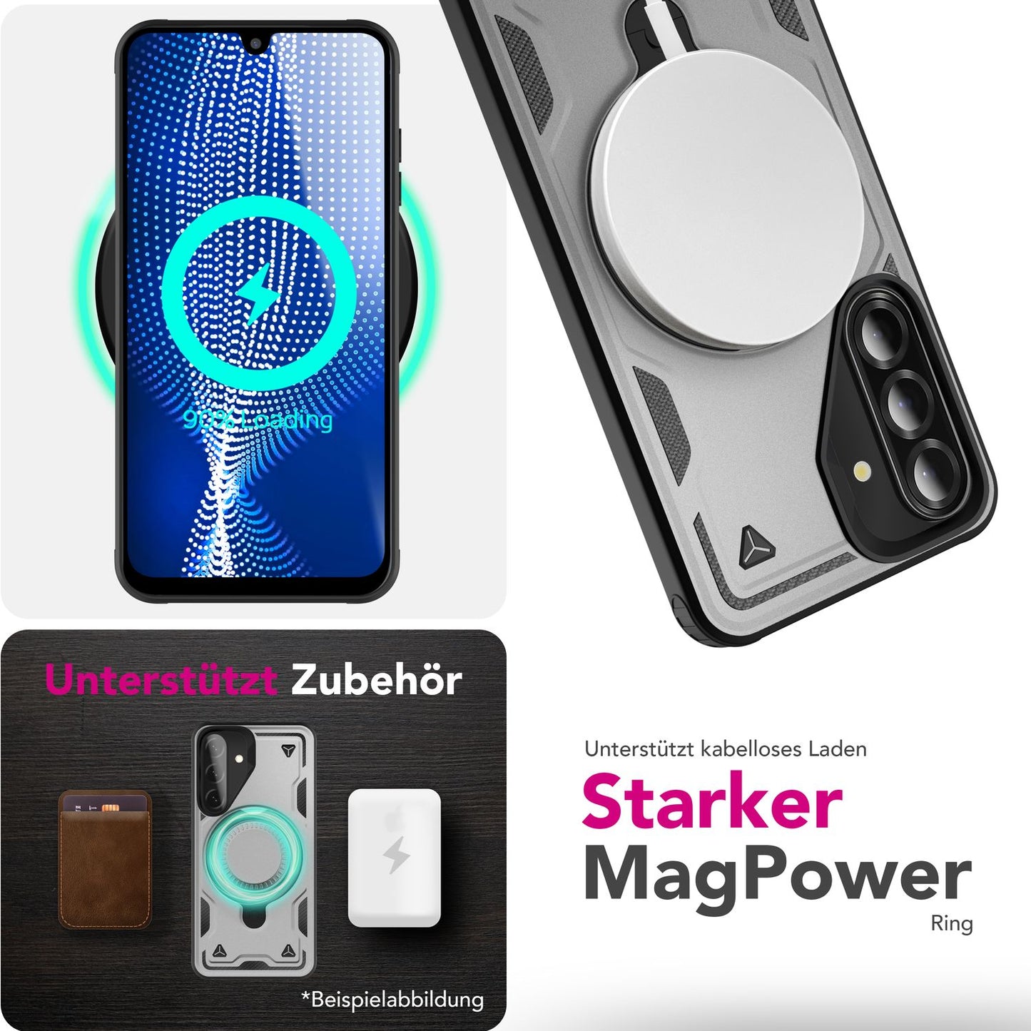 NALIA Stormguard Hülle für Samsung Galaxy A26 – für MagSafe, Stoßfeste Panzer Schutzhülle mit 360° Dreh Ring, Outdoor Kickstand Case mit Fallschutz, Military Cover