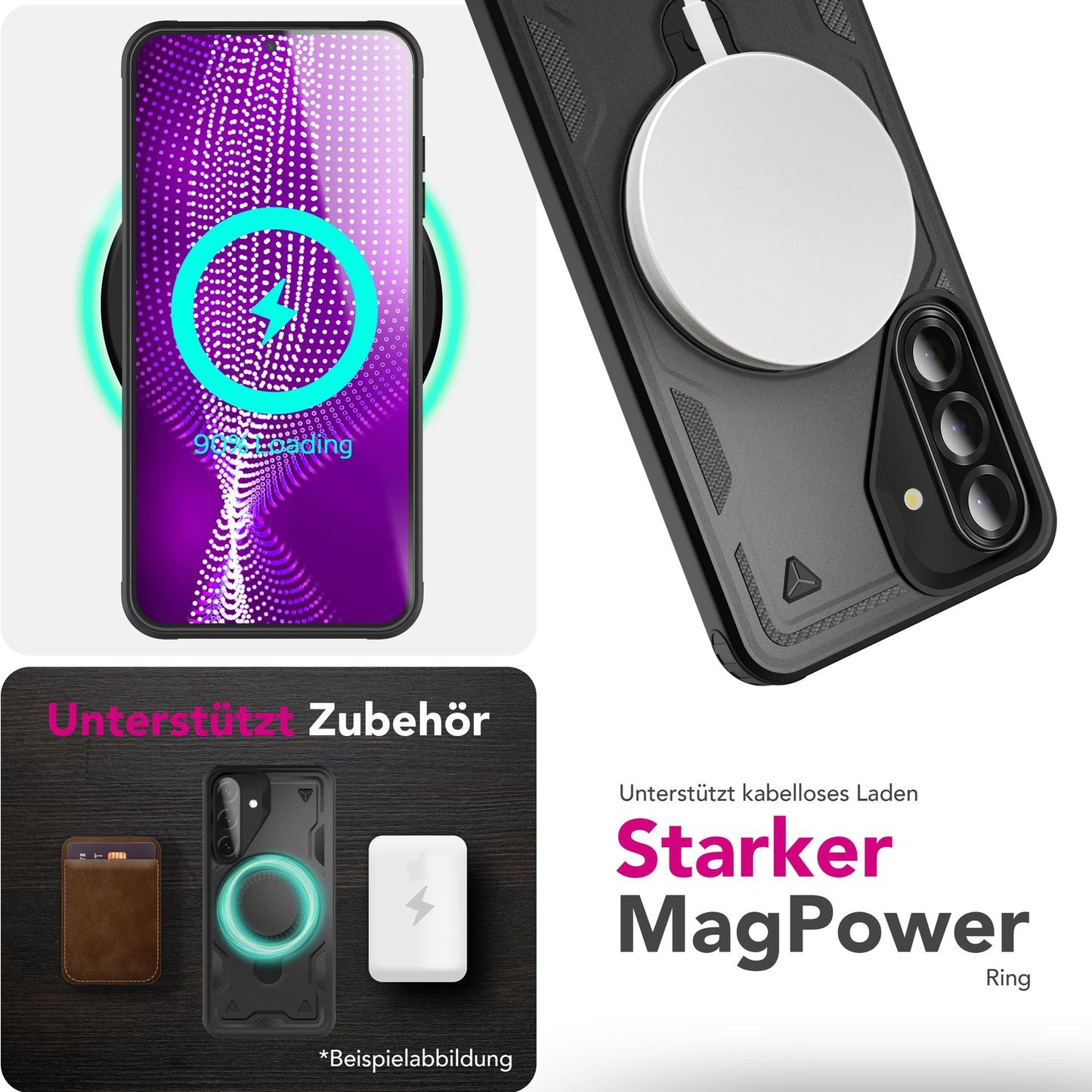 NALIA Stormguard Hülle für Samsung Galaxy A36 – für MagSafe, Military Style Handyhülle mit Stoßdämpfung & 360° Ringhalter, Robustes Hartschalen Cover, Outdoor Case