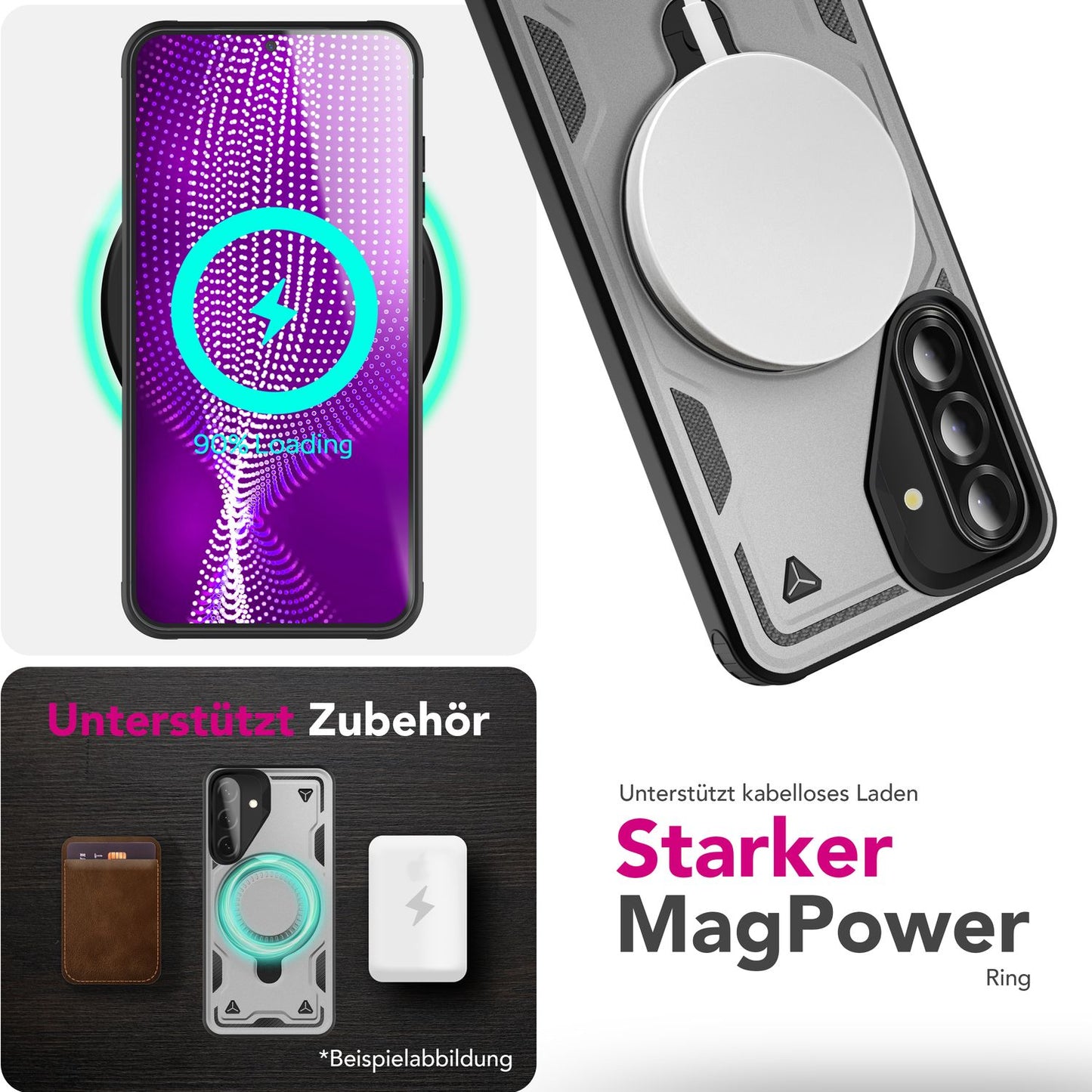 NALIA Stormguard Hülle für Samsung Galaxy A36 – für MagSafe, Military Style Handyhülle mit Stoßdämpfung & 360° Ringhalter, Robustes Hartschalen Cover, Outdoor Case