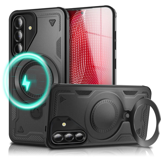 NALIA Stormguard Hülle für Samsung Galaxy A56 – für MagSafe, Panzerschutz Handyhülle mit 360° Drehbarem Ring, Kickstand, Stoßfestes Outdoor Case, Militär Schutzhülle