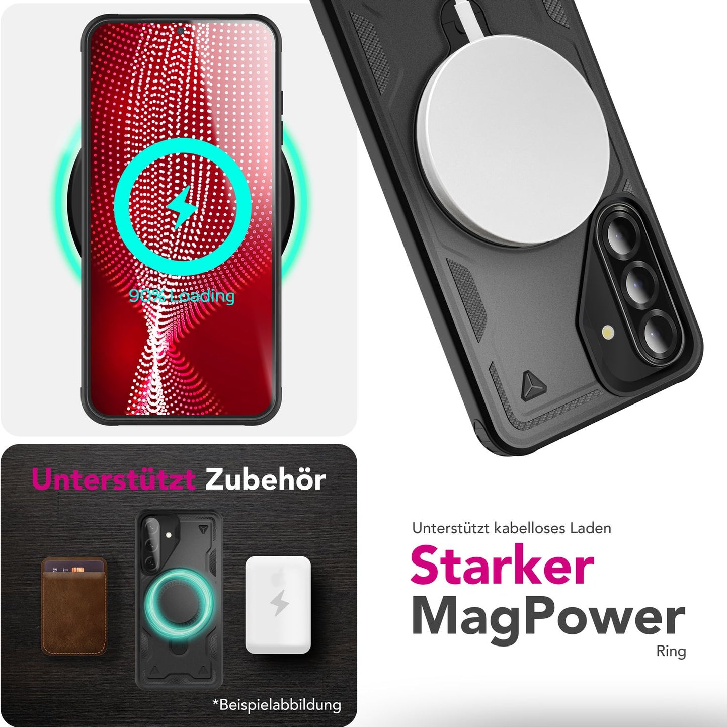 NALIA Stormguard Hülle für Samsung Galaxy A56 – für MagSafe, Panzerschutz Handyhülle mit 360° Drehbarem Ring, Kickstand, Stoßfestes Outdoor Case, Militär Schutzhülle