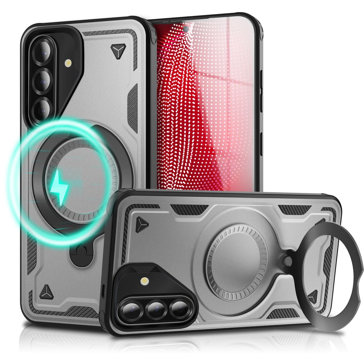 NALIA Stormguard Hülle für Samsung Galaxy A56 – für MagSafe, Panzerschutz Handyhülle mit 360° Drehbarem Ring, Kickstand, Stoßfestes Outdoor Case, Militär Schutzhülle