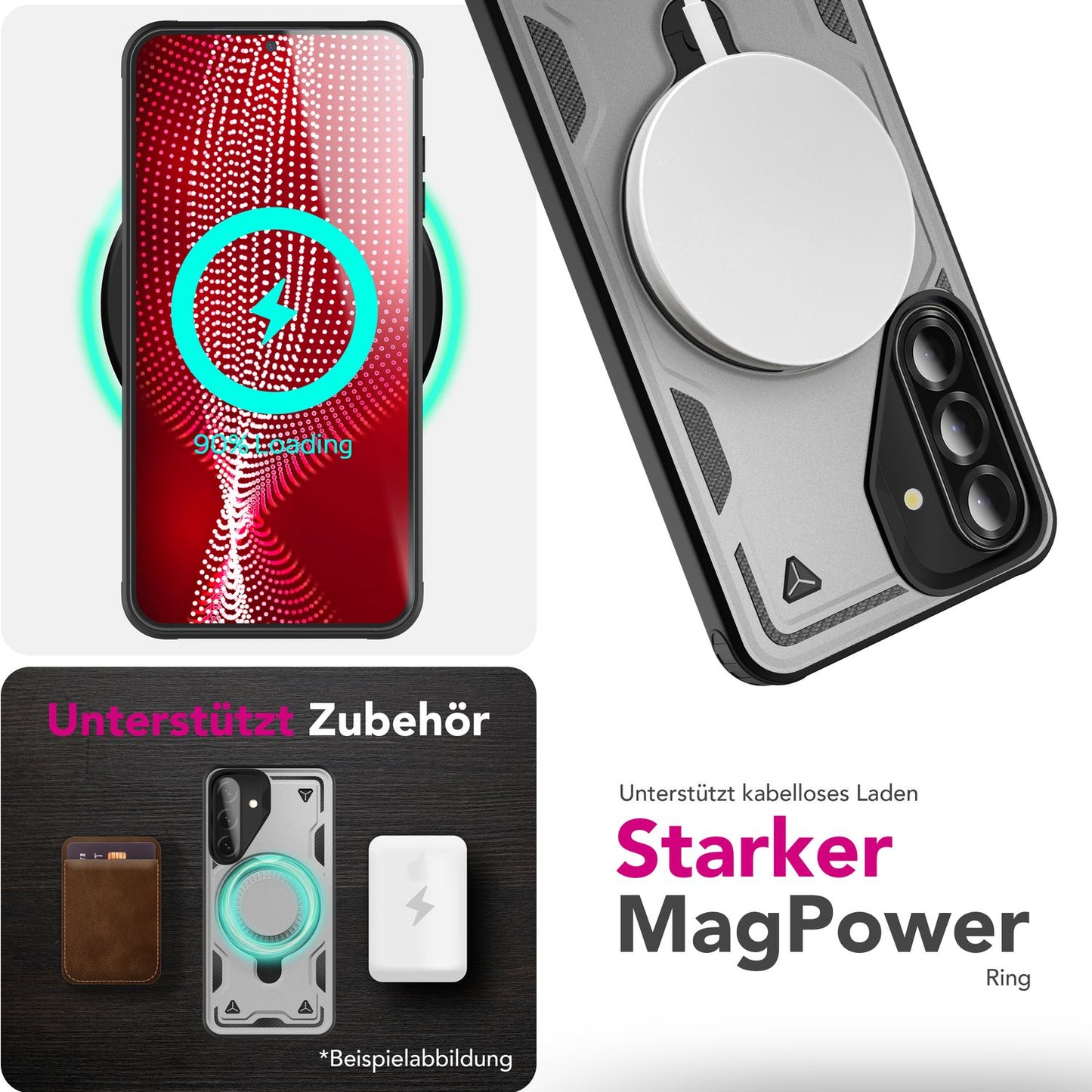 NALIA Stormguard Hülle für Samsung Galaxy A56 – für MagSafe, Panzerschutz Handyhülle mit 360° Drehbarem Ring, Kickstand, Stoßfestes Outdoor Case, Militär Schutzhülle