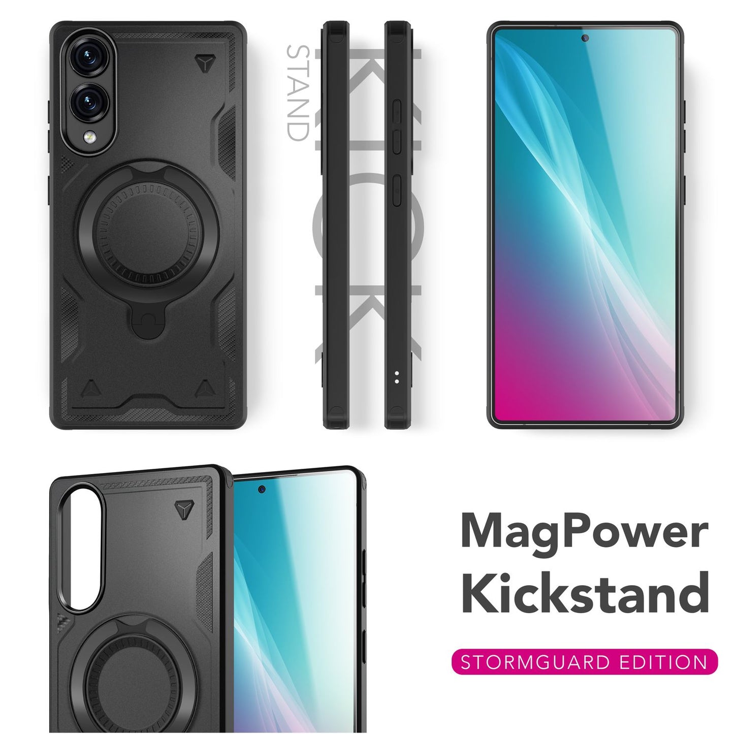 NALIA Stormguard Hülle für Samsung Galaxy S25 Edge – für MagSafe, Panzerhülle mit 360° Ring, Schlagfest & Stabil, Verstärkter Fallschutz, Militär Schutzklasse