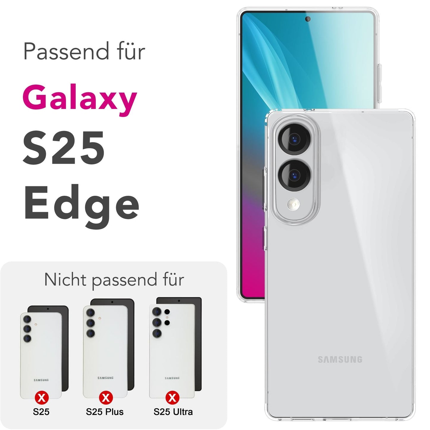 Husa NALIA AirFlex pentru Galaxy S25 Edge, transparentă - carcasă de protecție TPU, efect anti-îngălbenire, transparentă