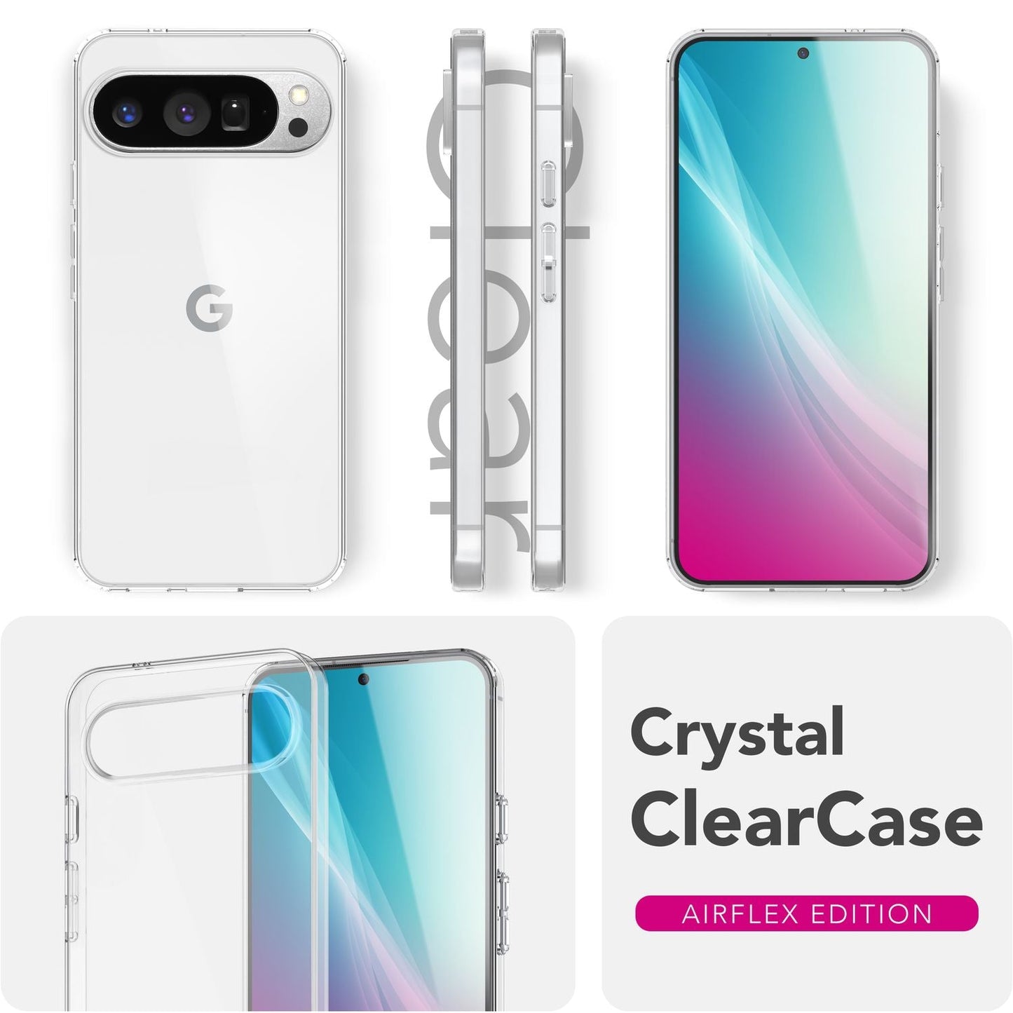 Husă NALIA AirFlex transparentă TPU pentru Pixel 9 Pro XL - Capacitate, Claritate, Performanță, Rezistență la șocuri, Dimensiune, Potrivire