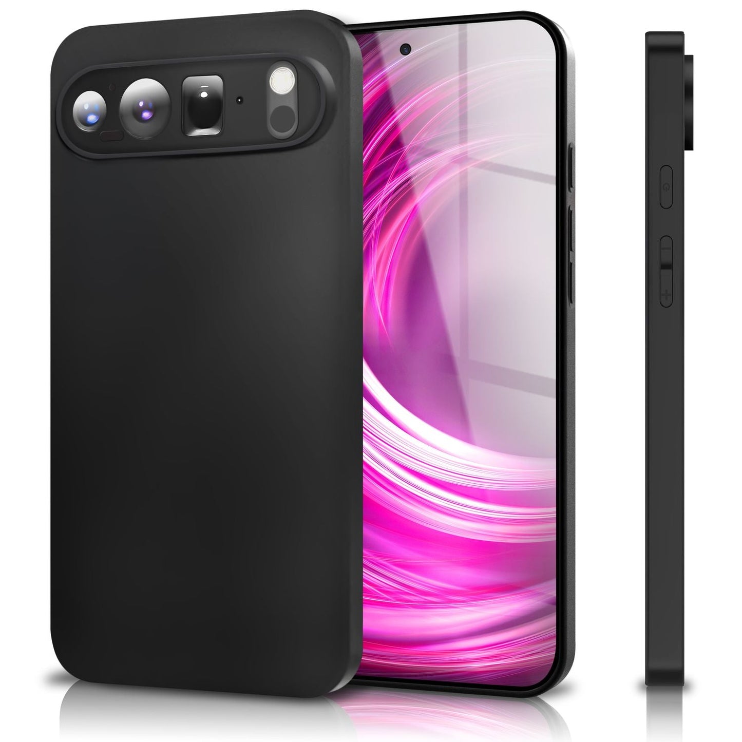 NALIA Strider Hülle für Google Pixel 9 Pro XL – Schwarze 1,28mm TPU Handyhülle im mattierten Blackout Look, Dünnes Cover mit Staubschutz-Tasten, Fingerabdruckarm, Ultra-Slim Case