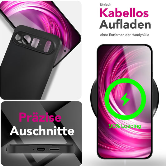 NALIA Strider Hülle für Google Pixel 9 Pro XL – Schwarze 1,28mm TPU Handyhülle im mattierten Blackout Look, Dünnes Cover mit Staubschutz-Tasten, Fingerabdruckarm, Ultra-Slim Case