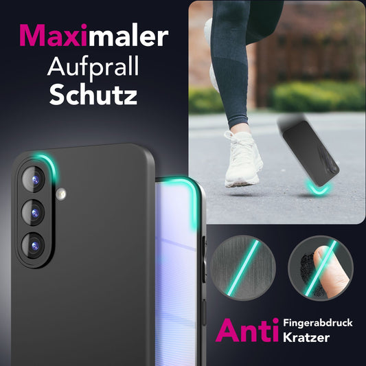 NALIA Strider Hülle für Samsung Galaxy A26 – Ultraflaches TPU Case 1,28mm, Mattes Backcover mit Staubschutz-Buttons, Fingerabdruckarmes Finish, Schwarze Strapazierfähige Handyhülle
