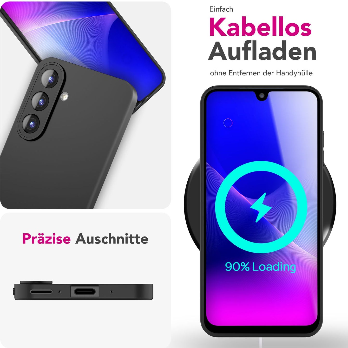 NALIA Strider Hülle für Samsung Galaxy A26 – Ultraflaches TPU Case 1,28mm, Mattes Backcover mit Staubschutz-Buttons, Fingerabdruckarmes Finish, Schwarze Strapazierfähige Handyhülle