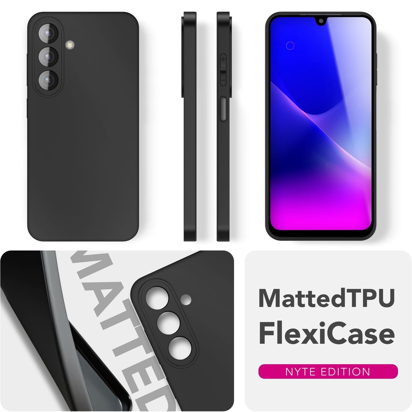 NALIA Strider Hülle für Samsung Galaxy A26 – Ultraflaches TPU Case 1,28mm, Mattes Backcover mit Staubschutz-Buttons, Fingerabdruckarmes Finish, Schwarze Strapazierfähige Handyhülle
