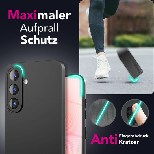 NALIA Strider Hülle für Samsung Galaxy A36 – Schlankes TPU Case 1,28mm, Matte Anti-Fingerprint Oberfläche, Staubgeschützte Tasten, Strapazierfähig, Flexibles Handycover in Schwarz