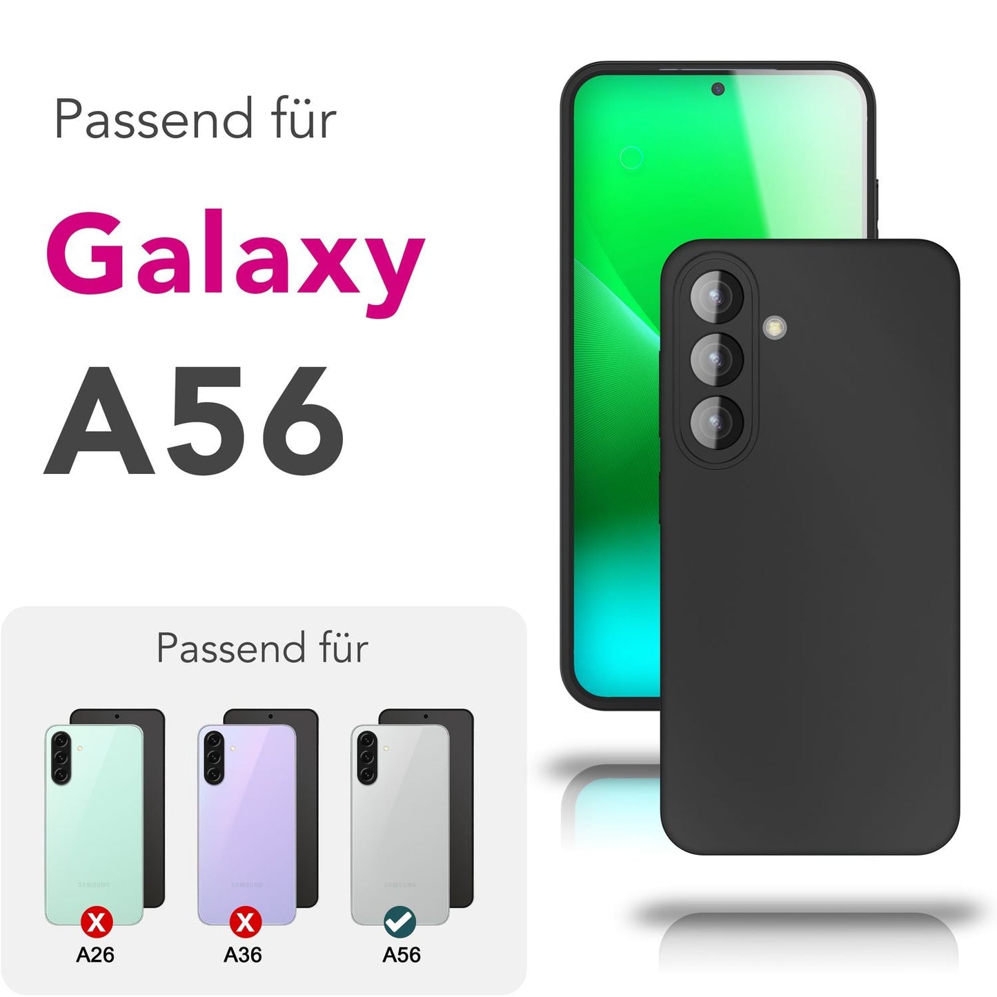 NALIA Strider Hülle für Samsung Galaxy A56 – 1,28mm Dünnes TPU Case in Schwarz, Handyhülle mit Matt-Beschichtung, Fingerabdruckarm, Staubschutz-Tasten, Alltagstaugliches Softcase