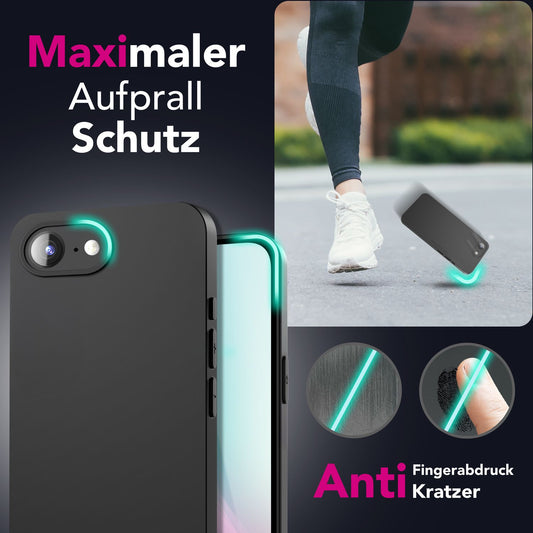 NALIA Strider Hülle für iPhone 16e, Ultradünnes 1,28 mm Slim TPU Case, Mattes Finish, Staubschutz durch Tastenabdeckung, Passgenaue Soft-Touch Schale, Schwarze Handyhülle
