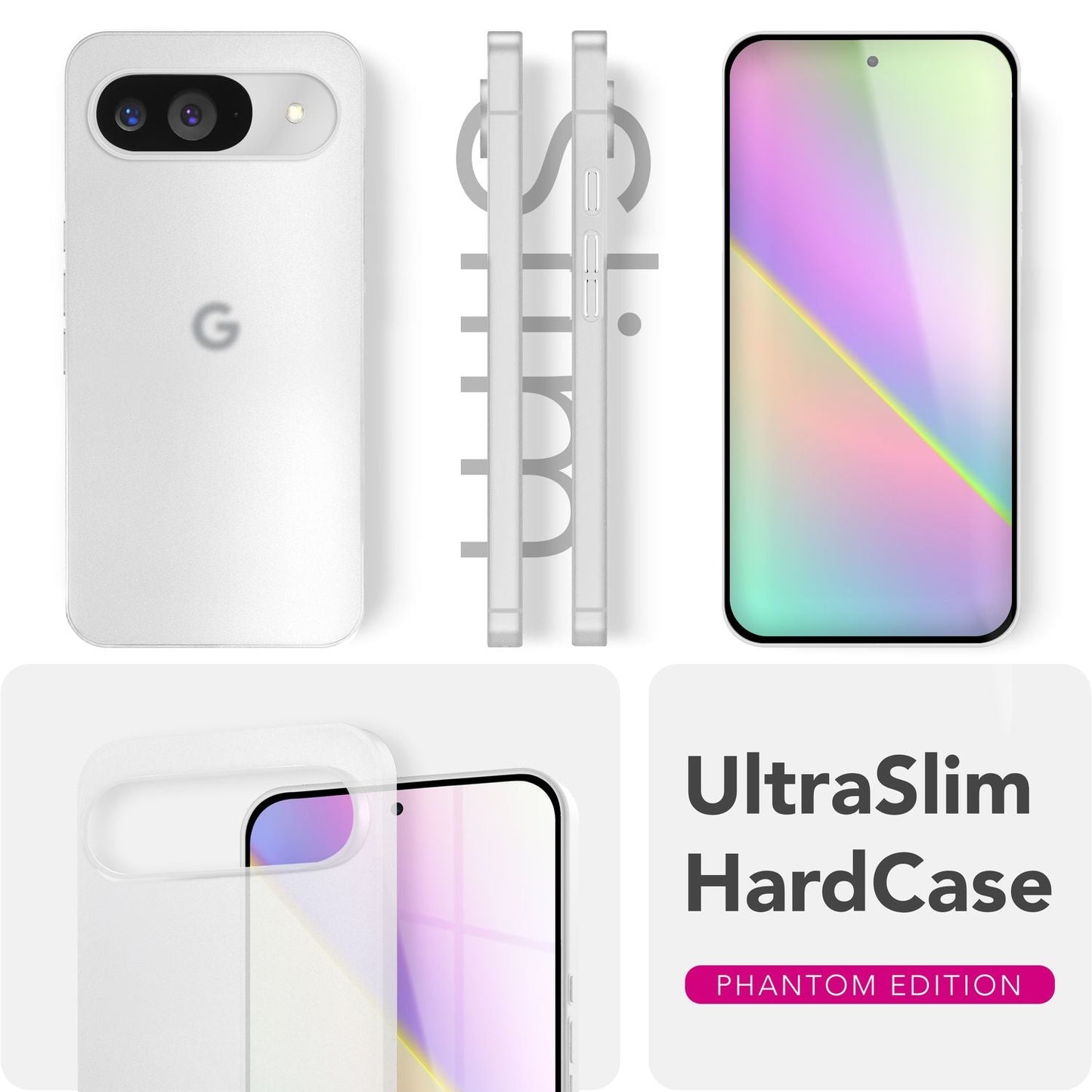 NALIA Phantom Hülle für Google Pixel 9 – Ultradünn 0,3mm, Mattierte Handyhülle im Slim Design, Anti-Fingerprint Cover, Extrem Leichtes Hardcase, Minimalistisch