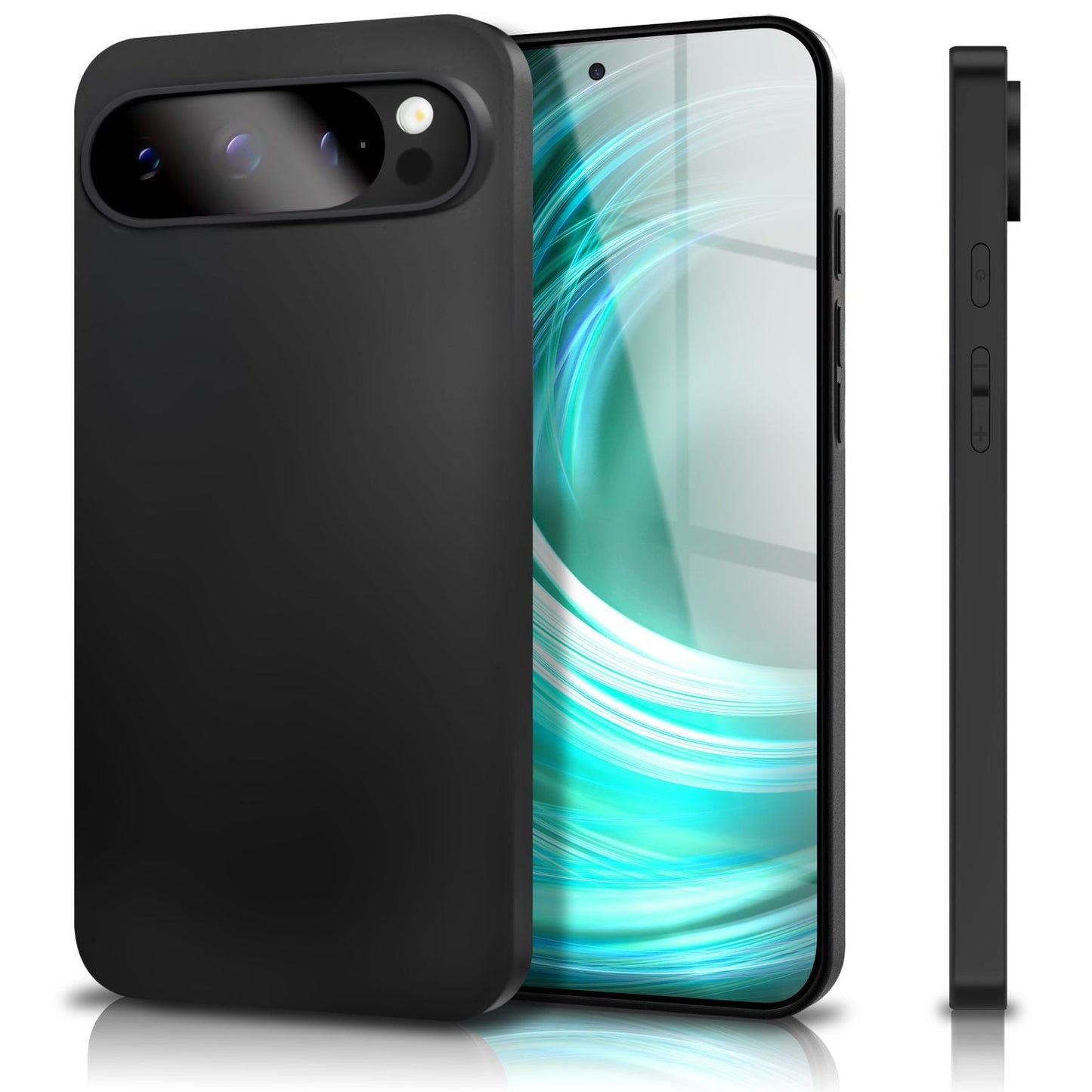 NALIA Strider Hülle für Google Pixel 9 Pro – Ultradünnes 1,28mm TPU Case, Mattes Schwarz, Handyhülle mit Staubgeschützten Tasten, Anti-Fingerprint Beschichtung, Slim Cover