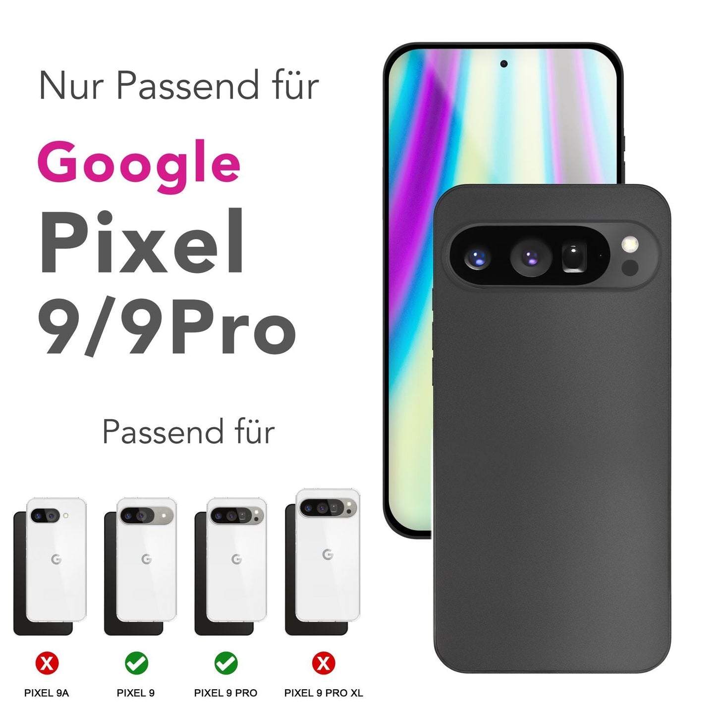 NALIA Phantom Hülle für Google Pixel 9 Pro – 0,3mm Dünnes Handycase, Leichtes Hardcover mit matter Oberfläche, Anti-Fingerprint Schutzhülle im Sleek Design
