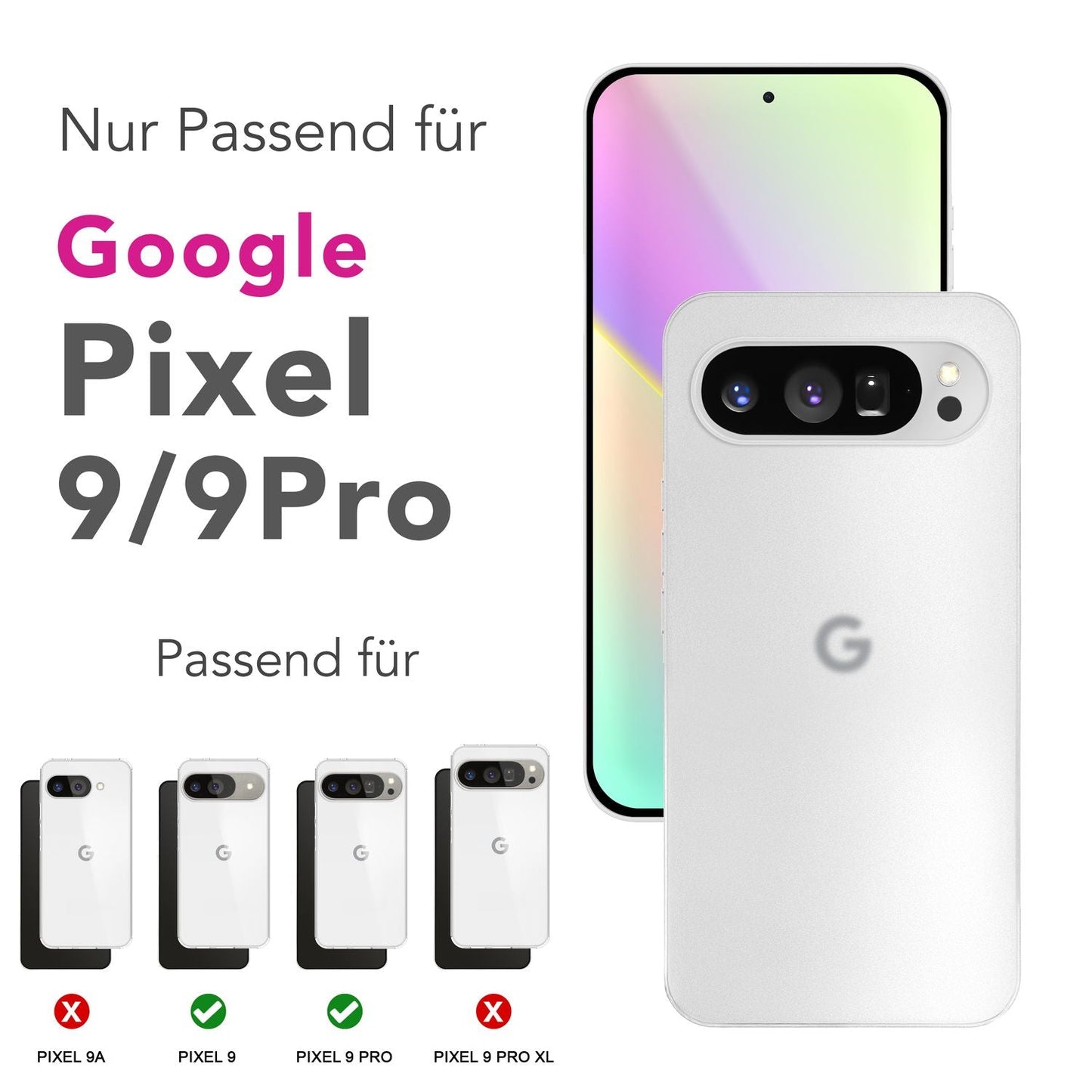 NALIA Phantom Hülle für Google Pixel 9 Pro – 0,3mm Dünnes Handycase, Leichtes Hardcover mit matter Oberfläche, Anti-Fingerprint Schutzhülle im Sleek Design