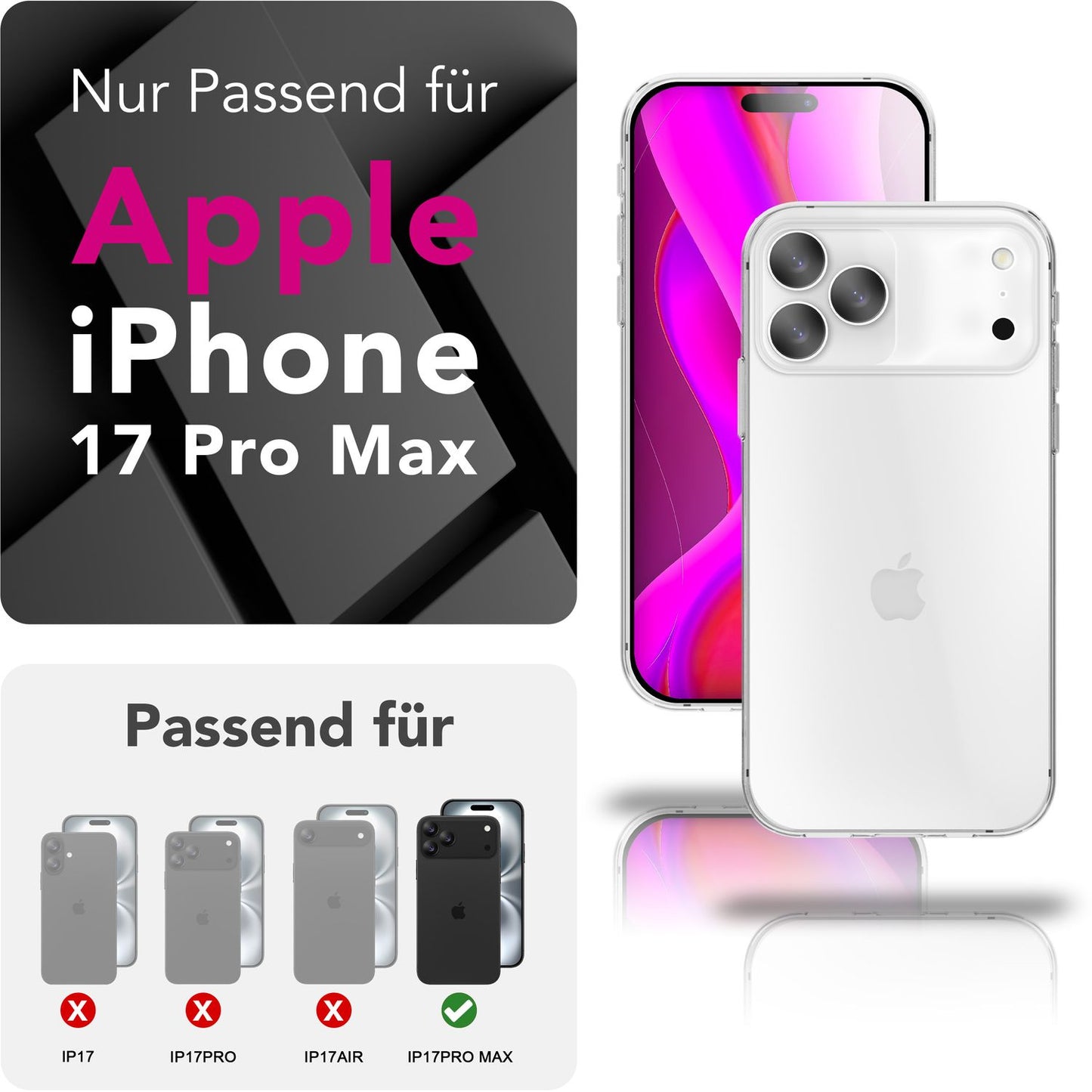 Husă NALIA AirFlex Crystal Clear - Dimensiune pentru iPhone 17 Pro Max, Silicon TPU, Anti-Îngălbenire